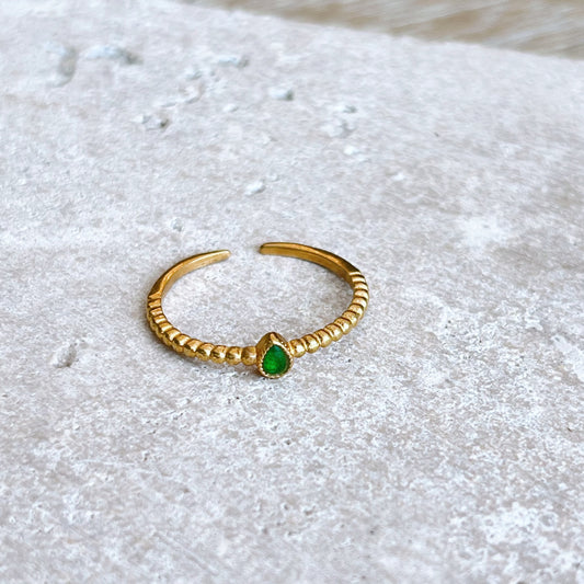 Anillo Lagrima verde